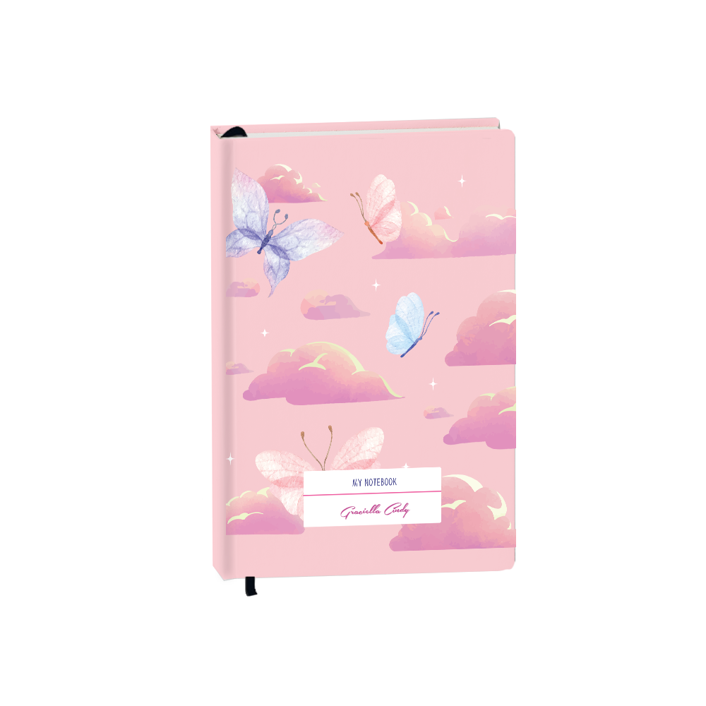 Hardcover Bookpaper Journal - Butterfly & Clouds (with Elastic Band & Bookmark)