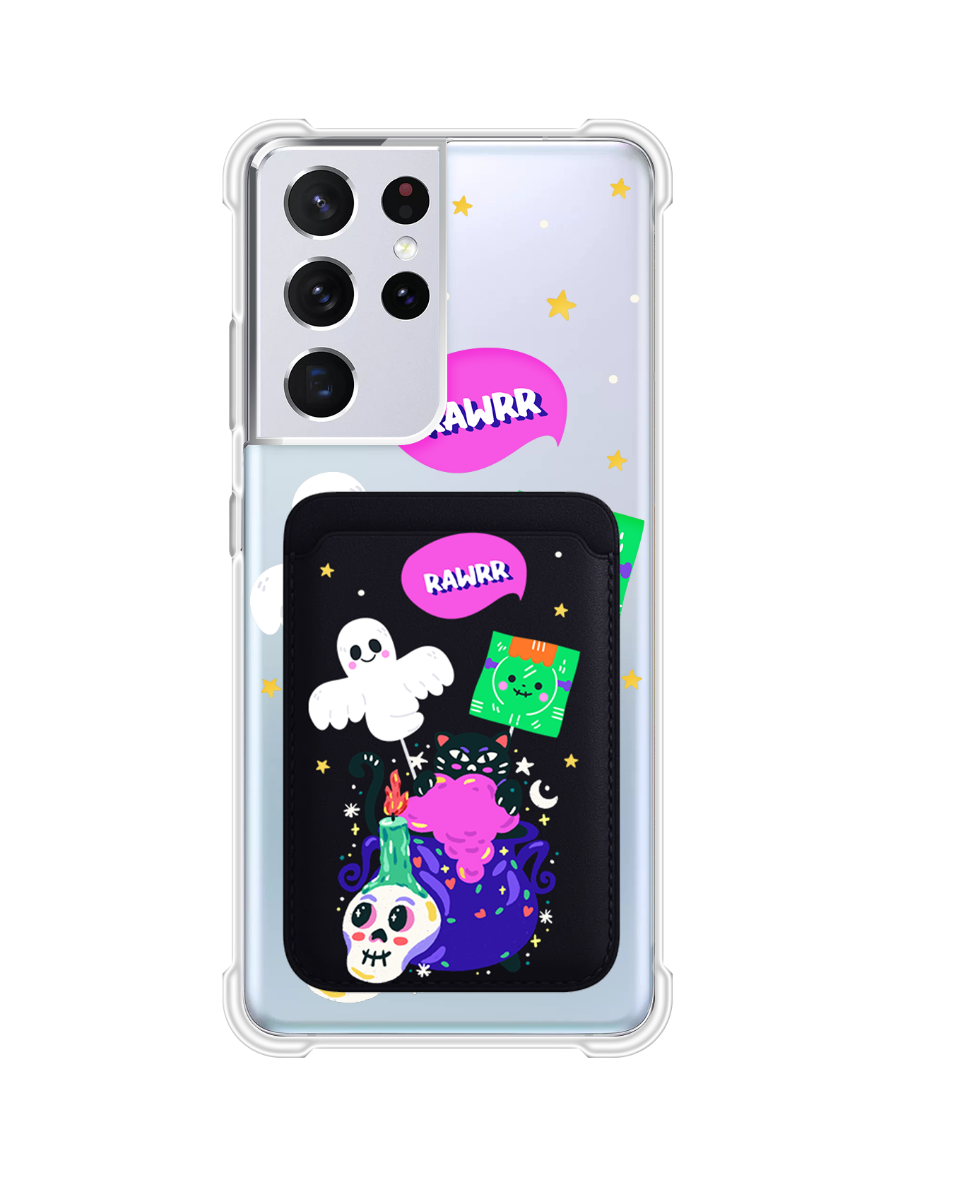 Android Magnetic Wallet Case - Cat Monster