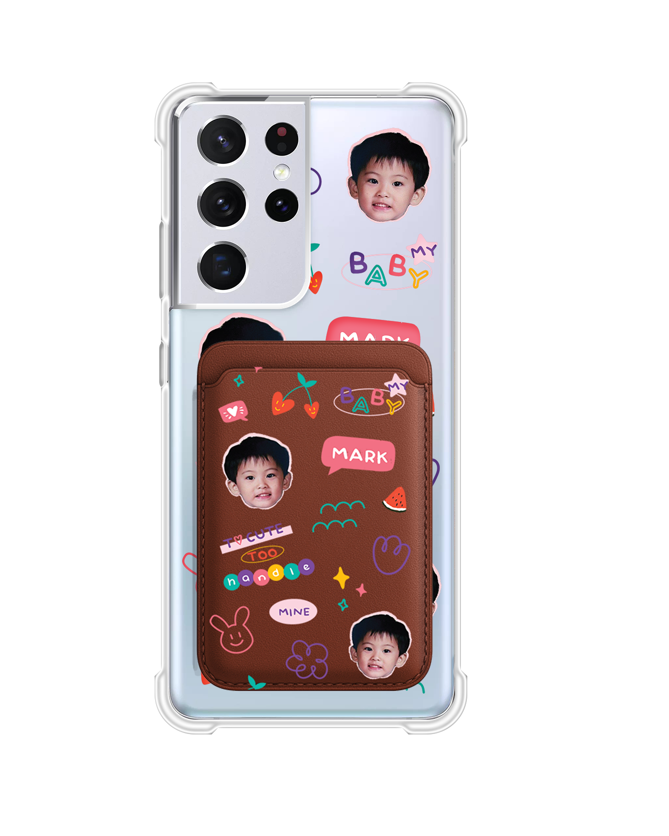 Android Magnetic Wallet Case - Face Grid