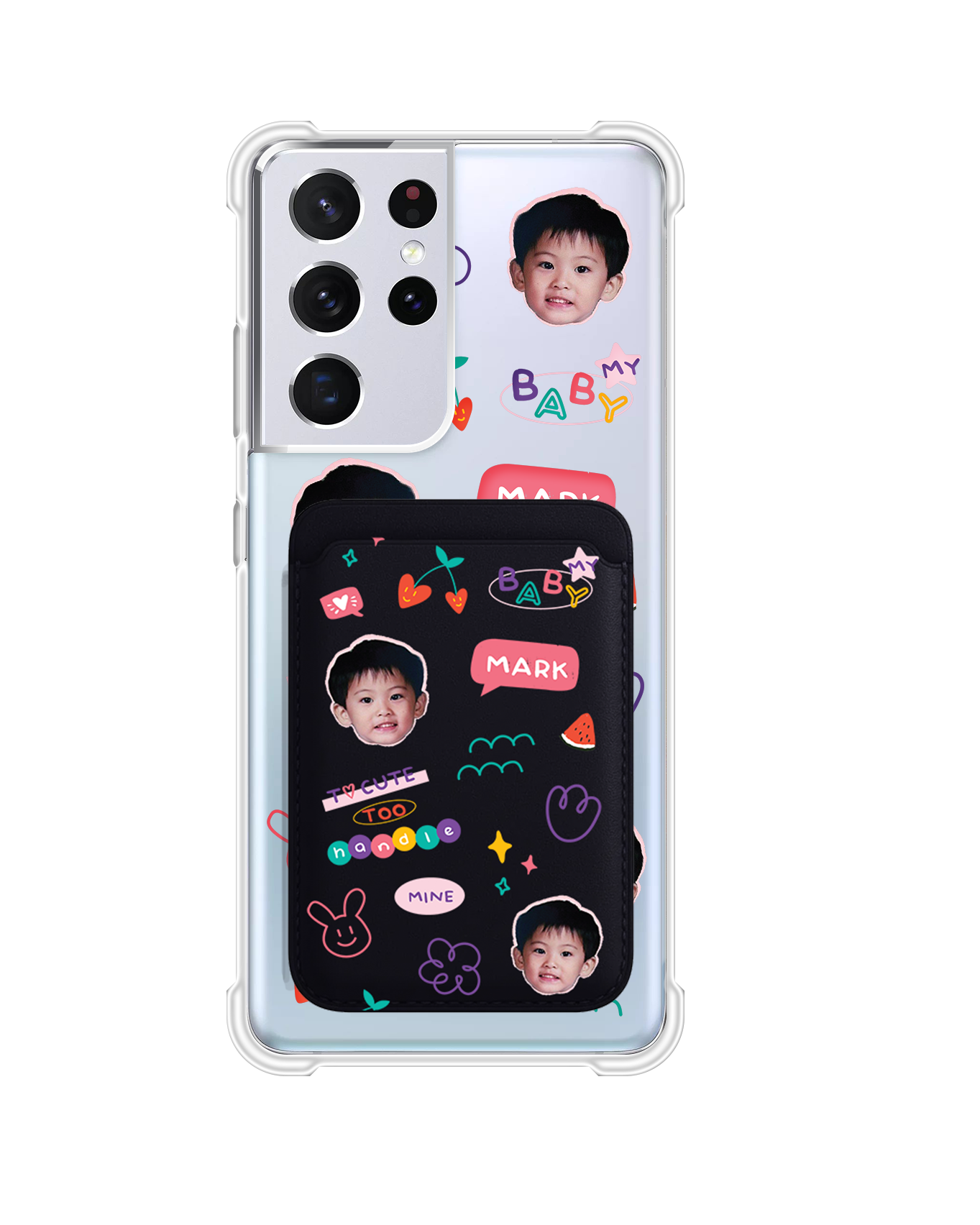 Android Magnetic Wallet Case - Face Grid