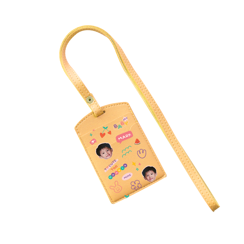 Vegan Leather Lanyard - Face Grid