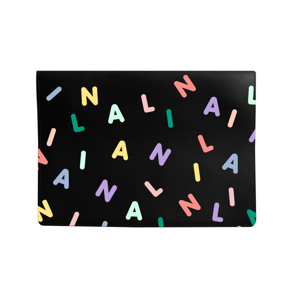 Vegan Leather Sleeve - CUSTOM MONOGRAM 2.0 Rainbow