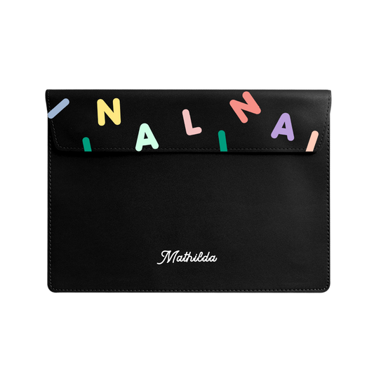 Vegan Leather Sleeve - CUSTOM MONOGRAM 2.0 Rainbow