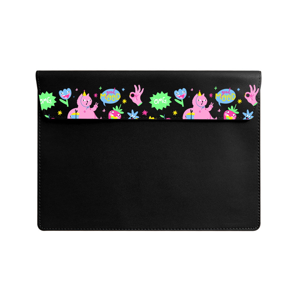 Vegan Leather Sleeve - Monster Say Good Mood