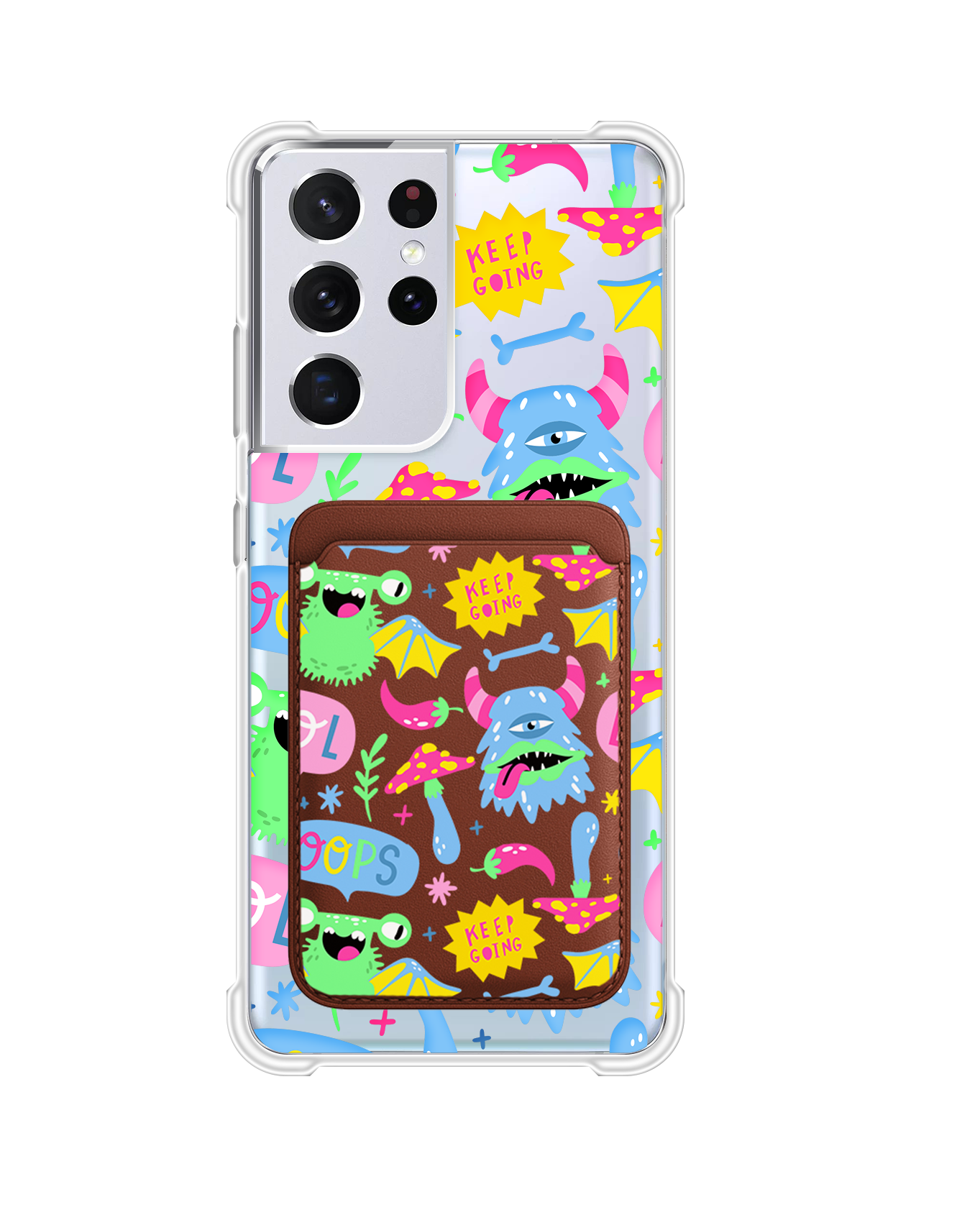 Android Magnetic Wallet Case - Monster Say Keep Going