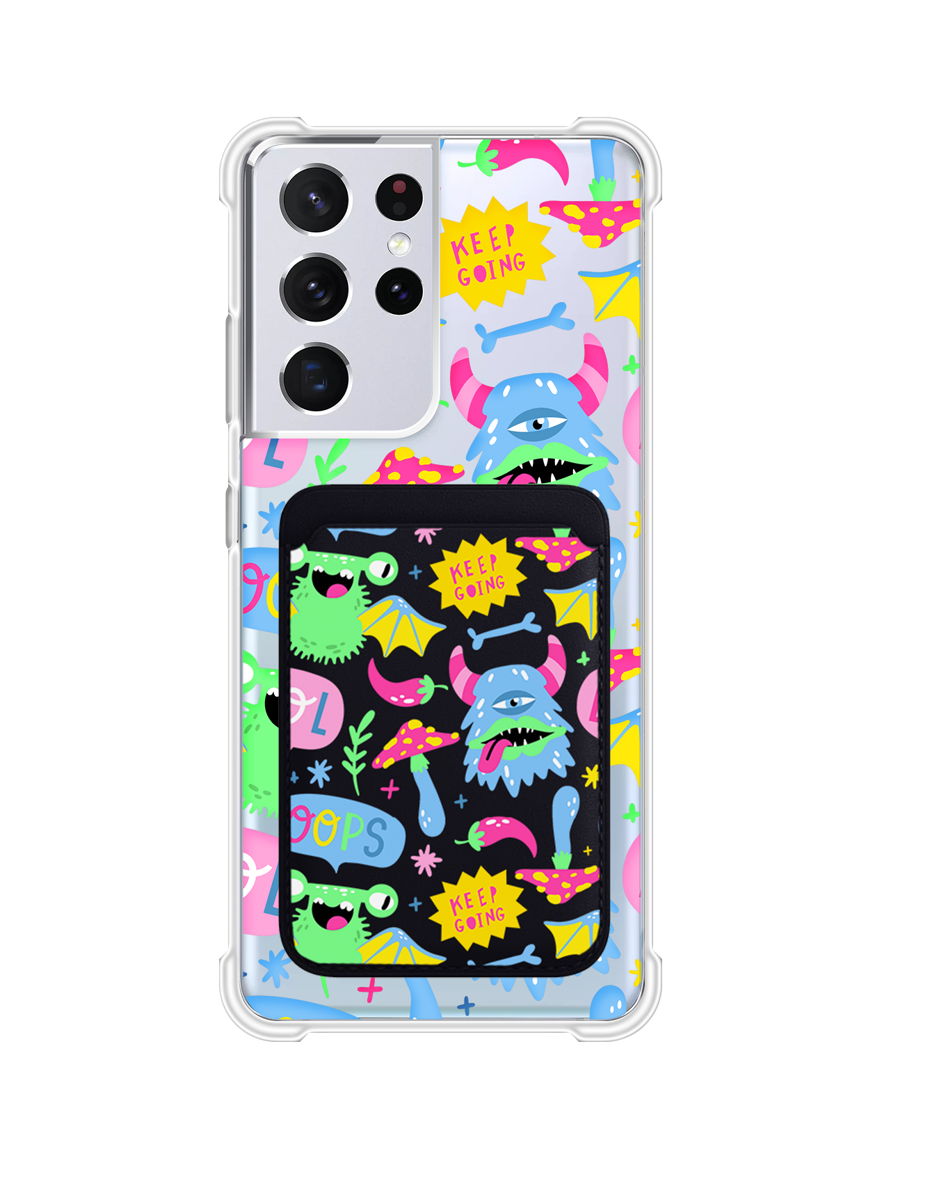 Android Magnetic Wallet Case - Monster Say Keep Going
