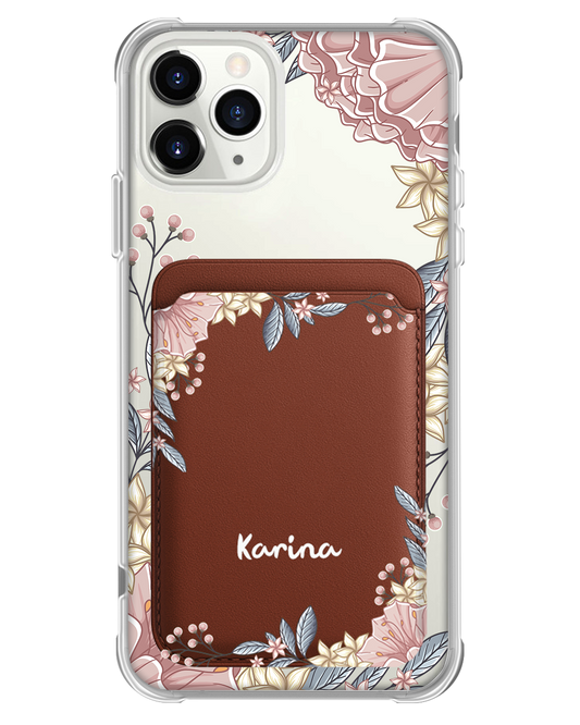 iPhone Magnetic Wallet Case - Pink Florals