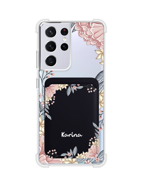 Android Magnetic Wallet Case - Pink Florals