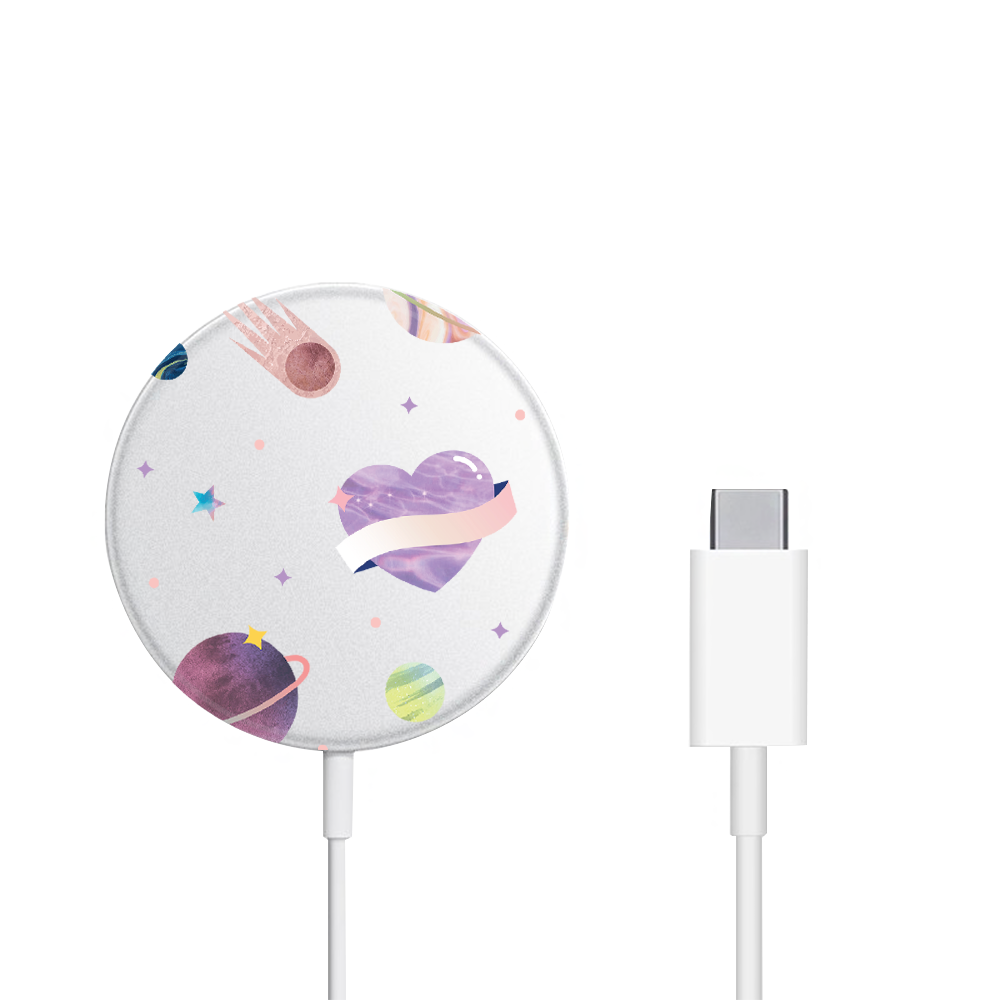 Magnetic Wireless Charger - Pink Planet