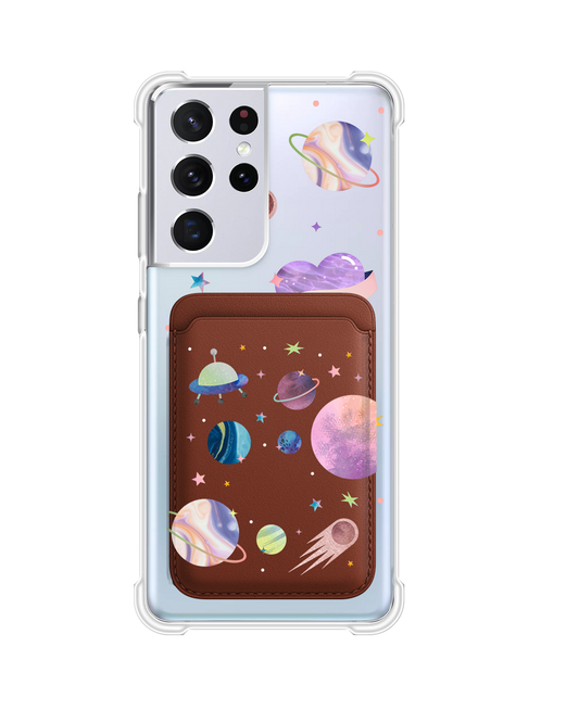 Android Magnetic Wallet Case - Pink Planet