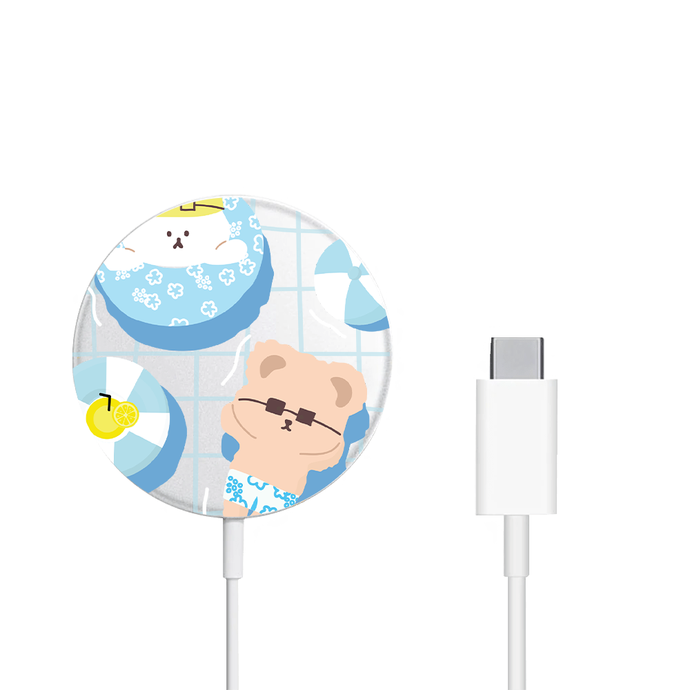 Magnetic Wireless Charger - Pool Party Blue