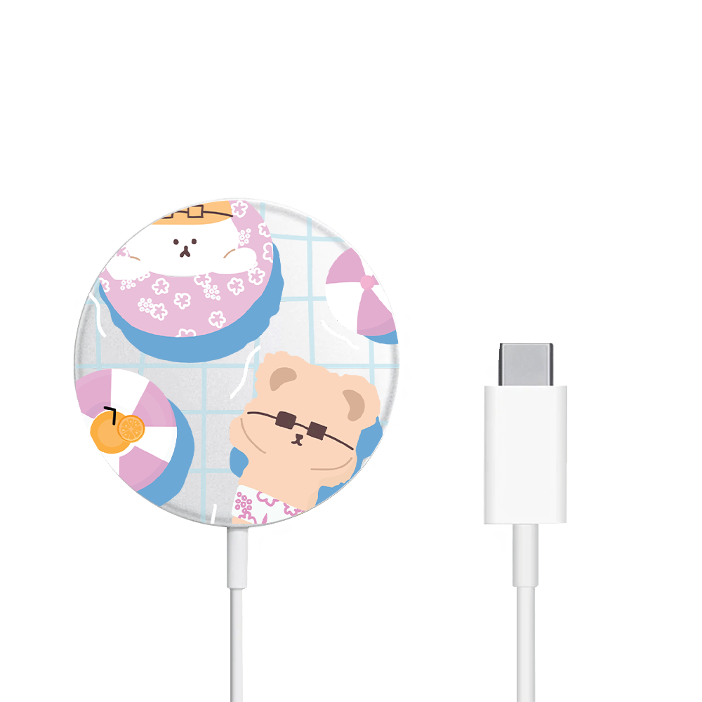Magnetic Wireless Charger - Pool Party Pink