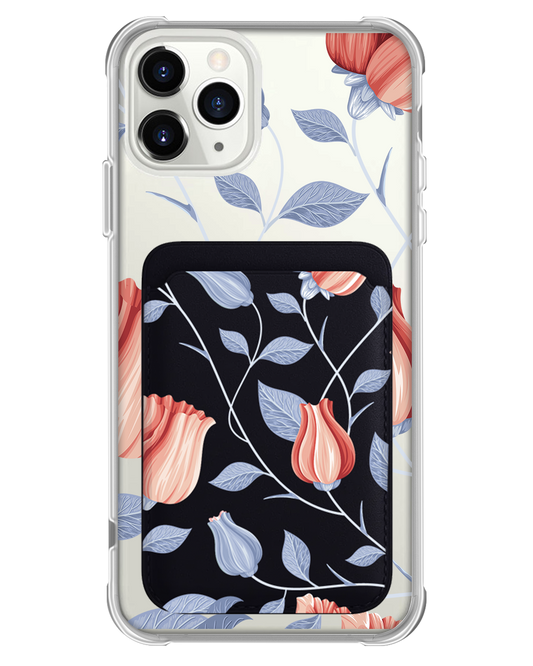 iPhone Magnetic Wallet Case - Red Tulips