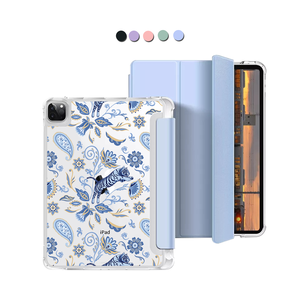 iPad Macaron Flip Cover - Tiger & Floral