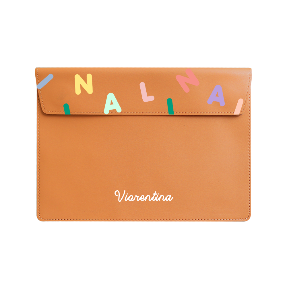 Vegan Leather Sleeve - CUSTOM MONOGRAM 2.0 Rainbow