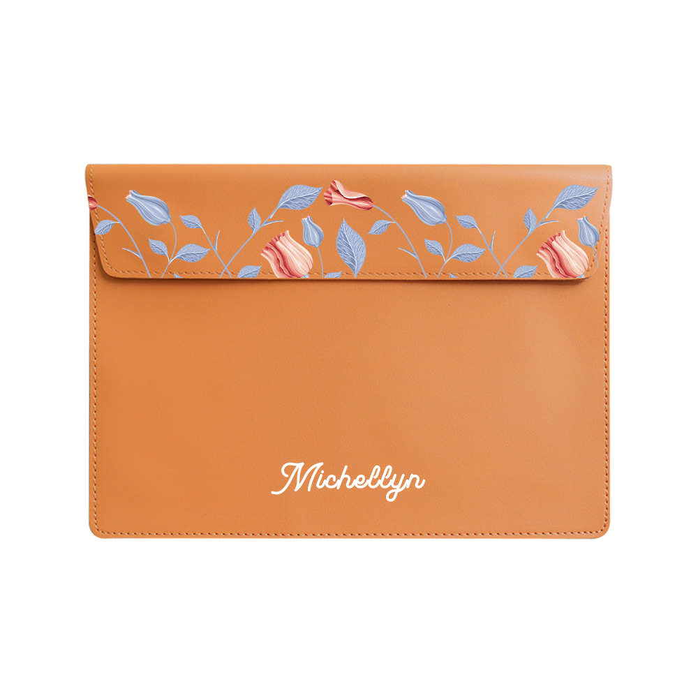 Vegan Leather Sleeve - Red Tulips