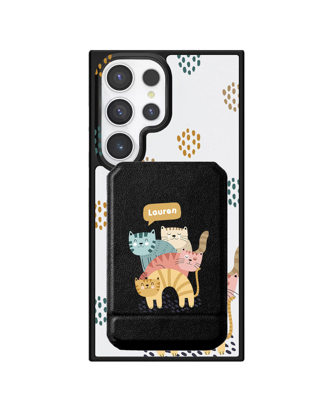 Android Magnetic Multifold Wallet - Rainbow Meow 2