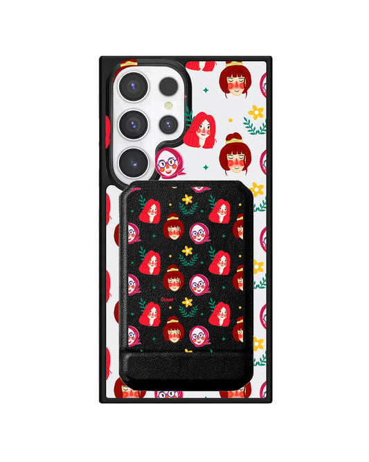 Android Magnetic Multifold Wallet - Lovely Faces