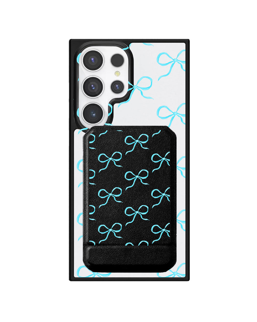 Android Magnetic Multifold Wallet - Coquette Blue Bow