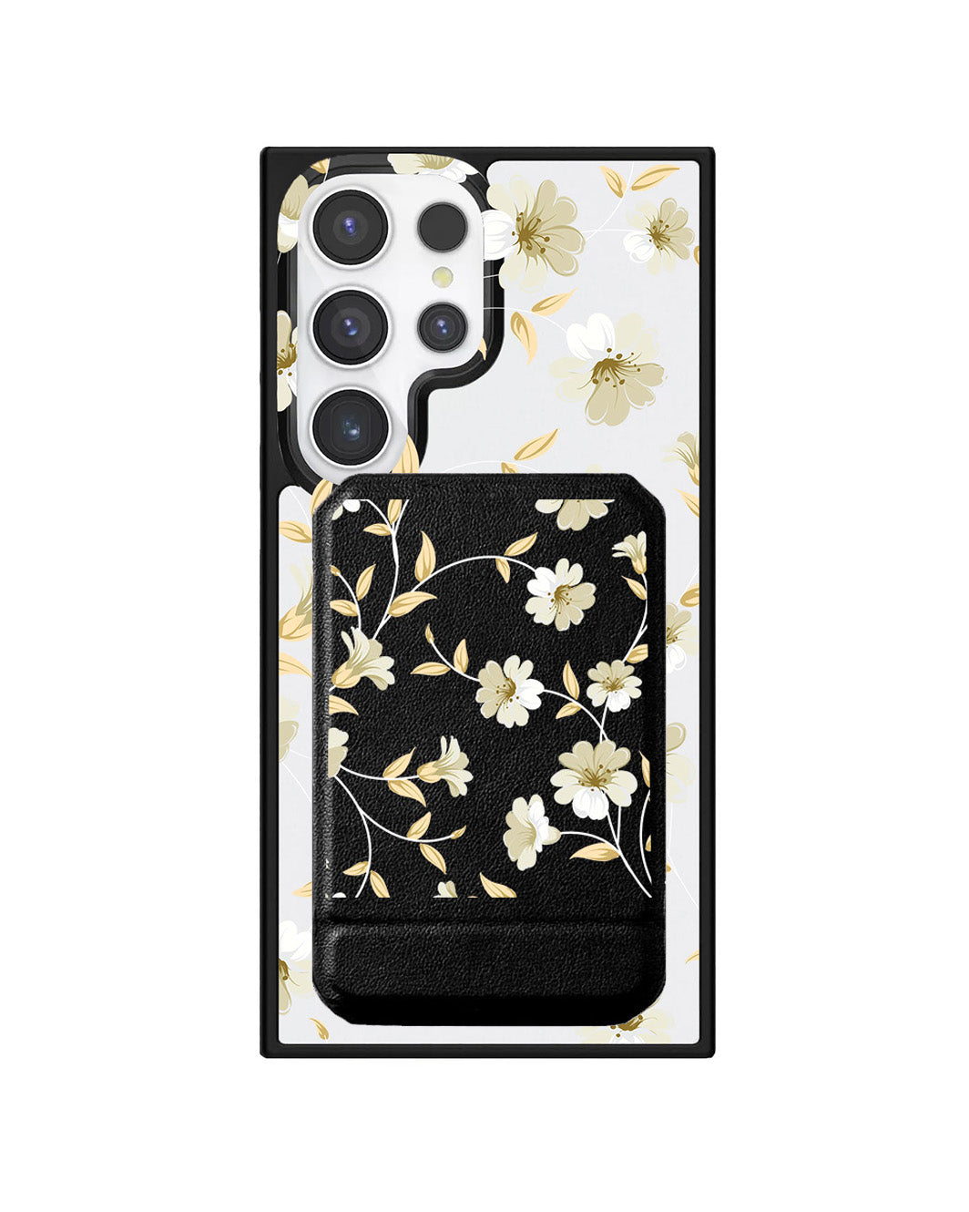 Android Magnetic Multifold Wallet - White Magnolia