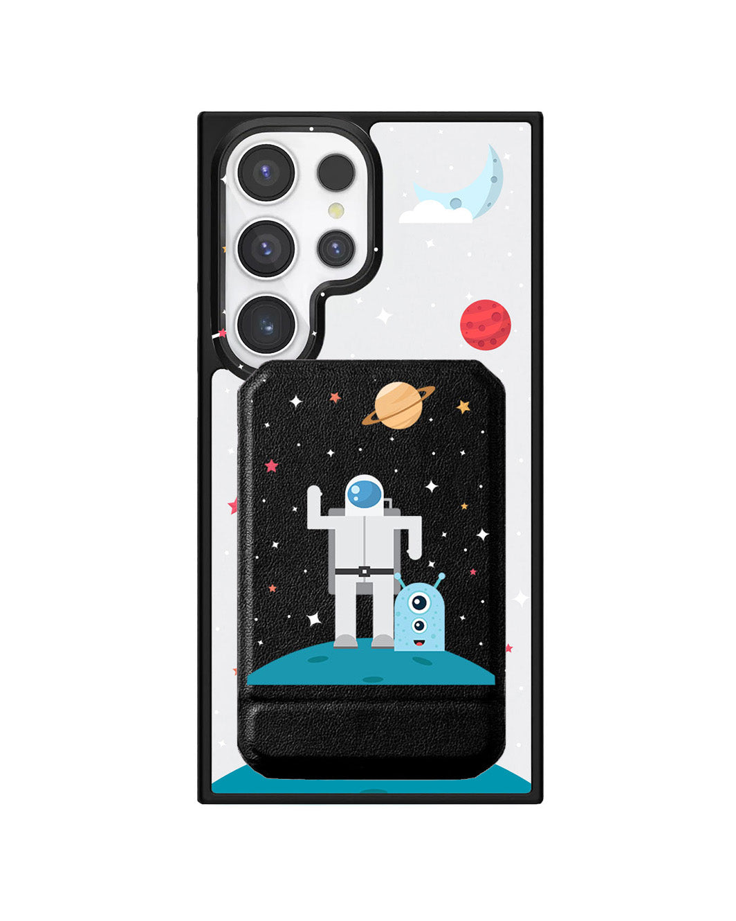Android Magnetic Multifold Wallet - Blue Alien