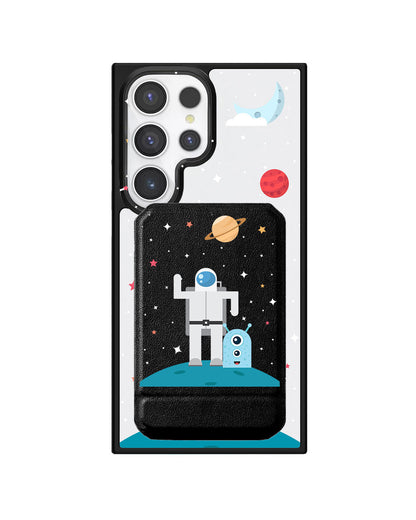Android Magnetic Multifold Wallet - Blue Alien