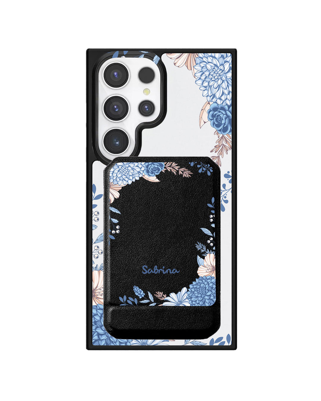 Android Magnetic Multifold Wallet - Blue Florals