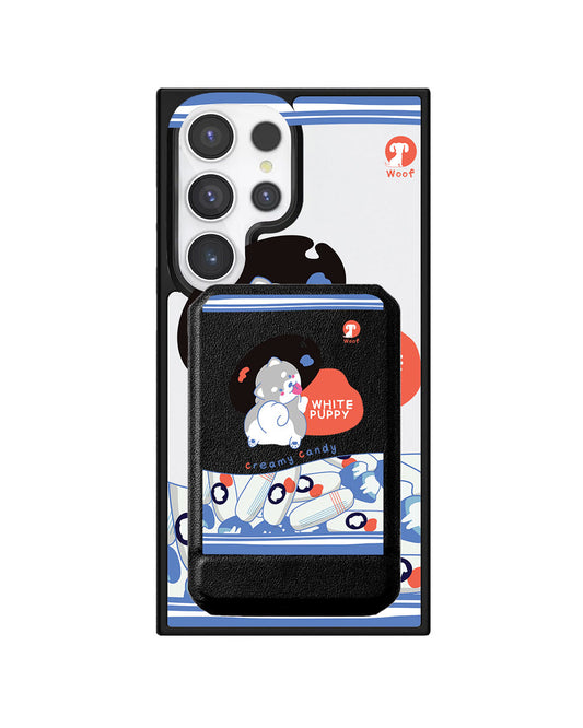 Android Magnetic Multifold Wallet - White Puppy