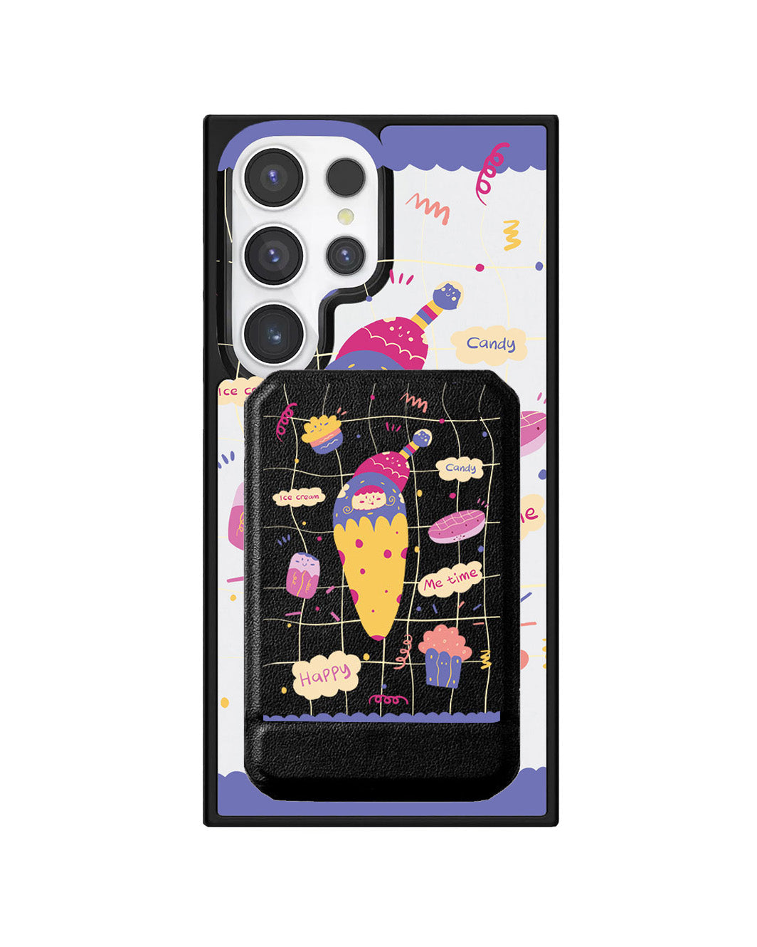 Android Magnetic Multifold Wallet - Candy Doodle