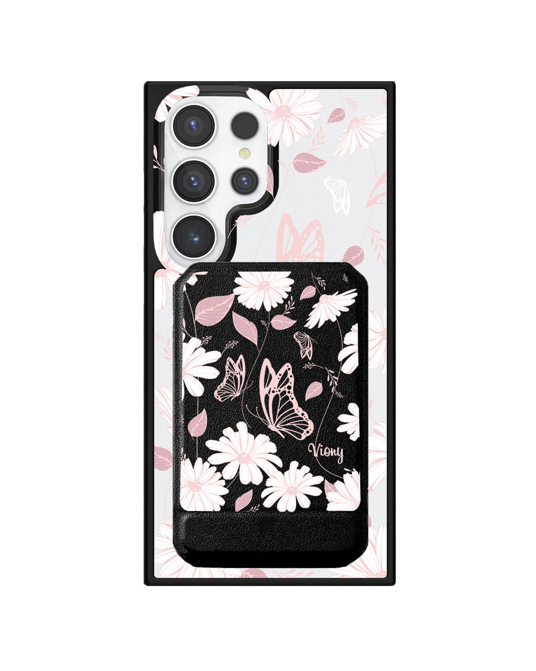 Android Magnetic Multifold Wallet - Butterfly & Daisy