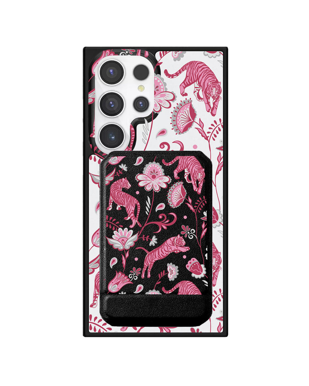 Android Magnetic Multifold Wallet - Tiger & Floral 7.0