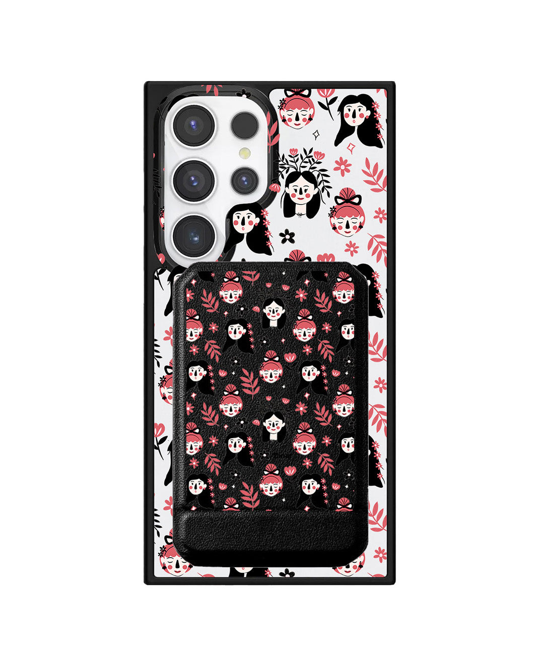 Android Magnetic Multifold Wallet - Flowery Faces