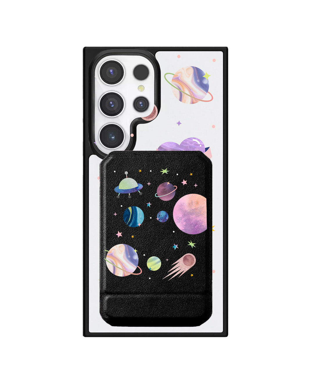 Android Magnetic Multifold Wallet - Pink Planet