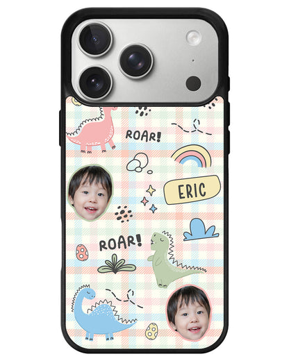 iPhone Avant-Gloss Grip Case - Face Grid Dino