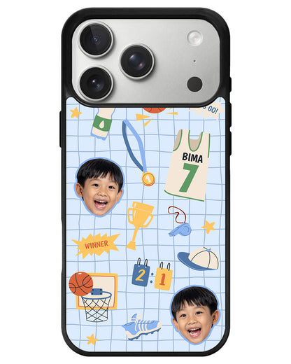 iPhone Avant-Gloss Grip Case - Face Grid Basketball