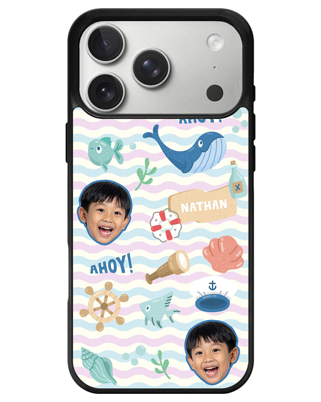 iPhone Avant-Gloss Grip Case - Face Grid Sailor