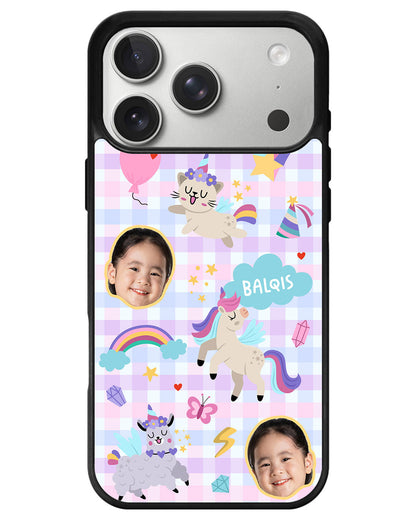 iPhone Avant-Gloss Grip Case - Face Grid Unicorn