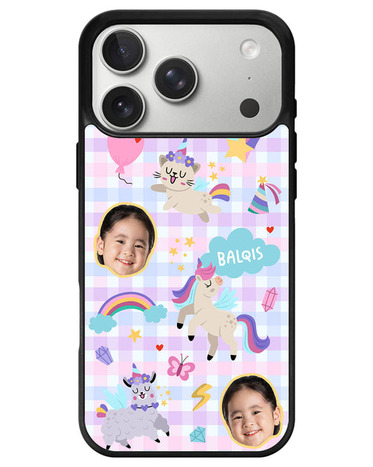 iPhone Avant-Gloss Grip Case - Face Grid Unicorn