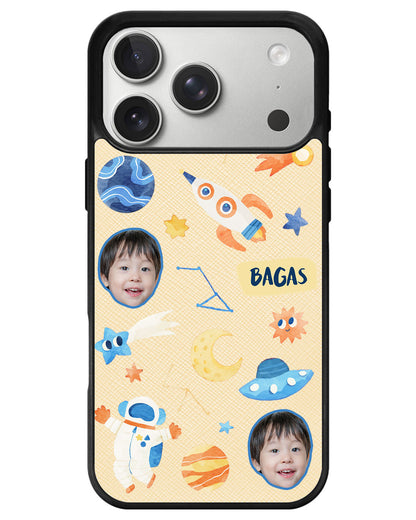 iPhone Leather Grip - Face Grid Astronout