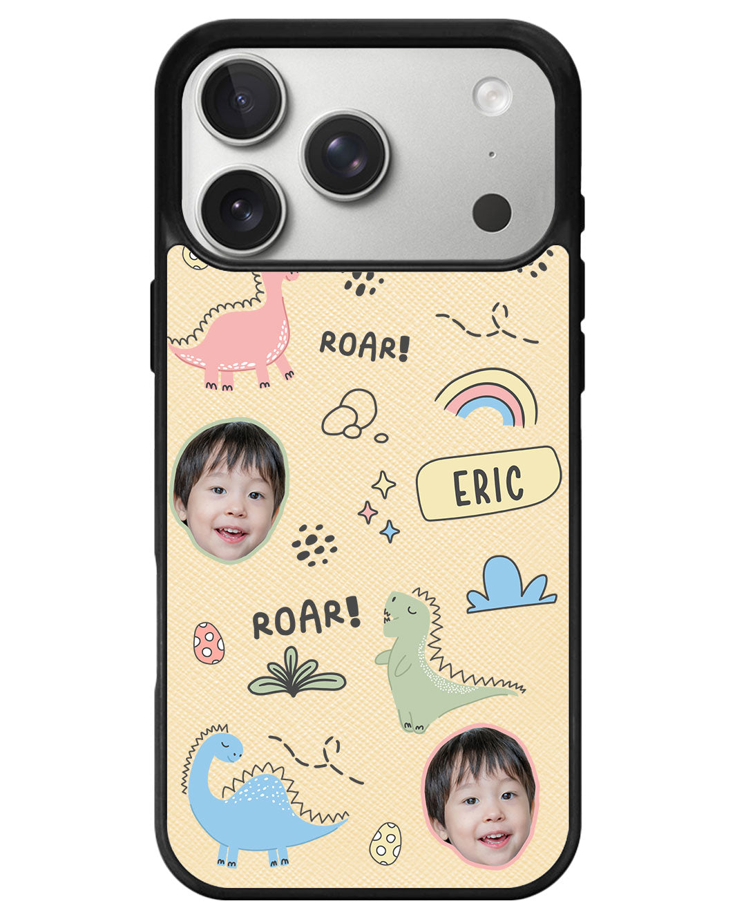 iPhone Leather Grip - Face Grid Dino