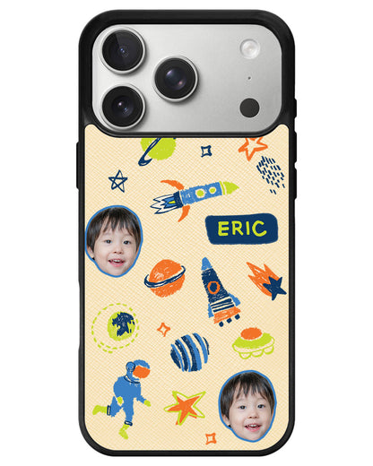 iPhone Leather Grip - Face Grid Galaxy