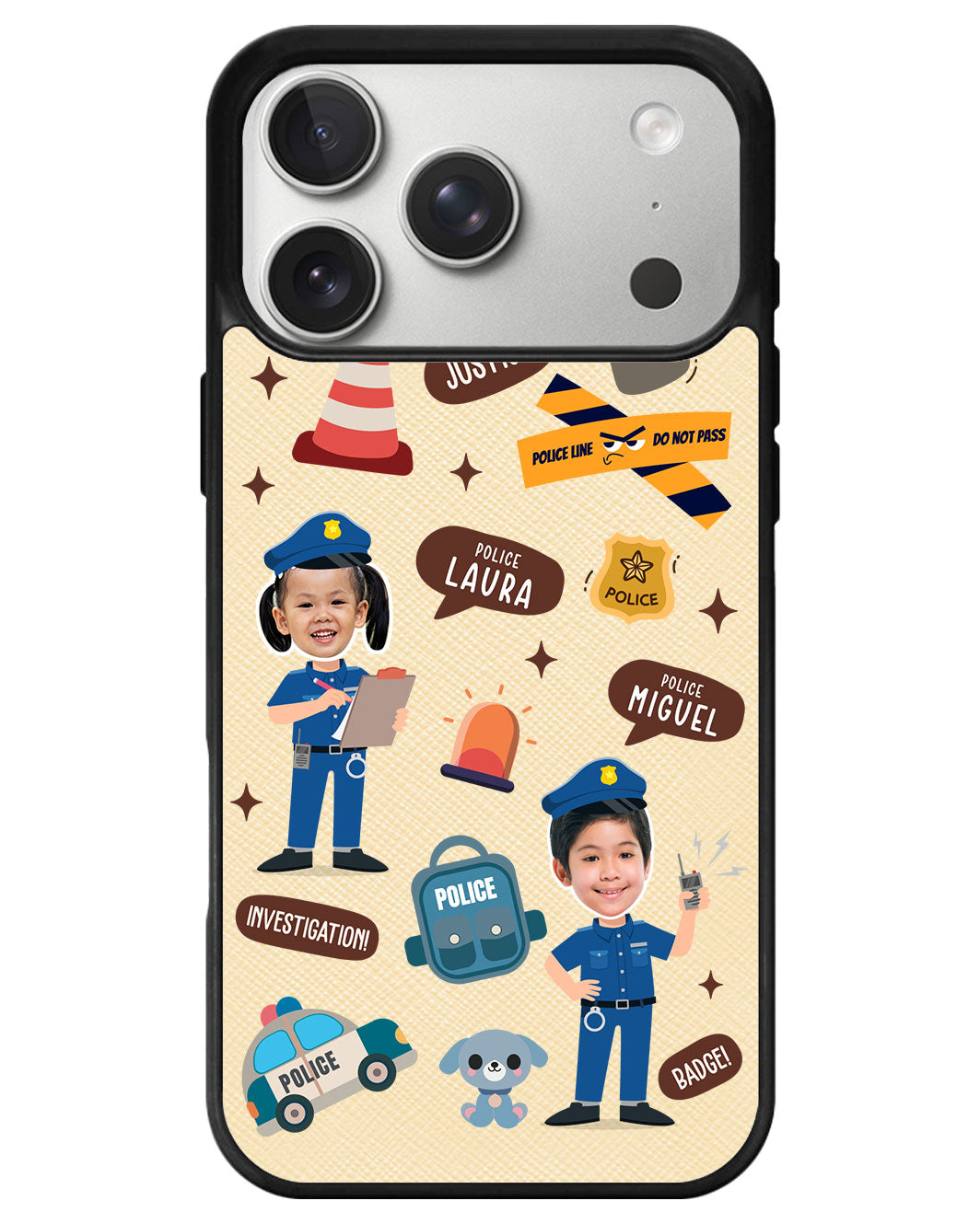 iPhone Leather Grip - Face Grid Dream Police