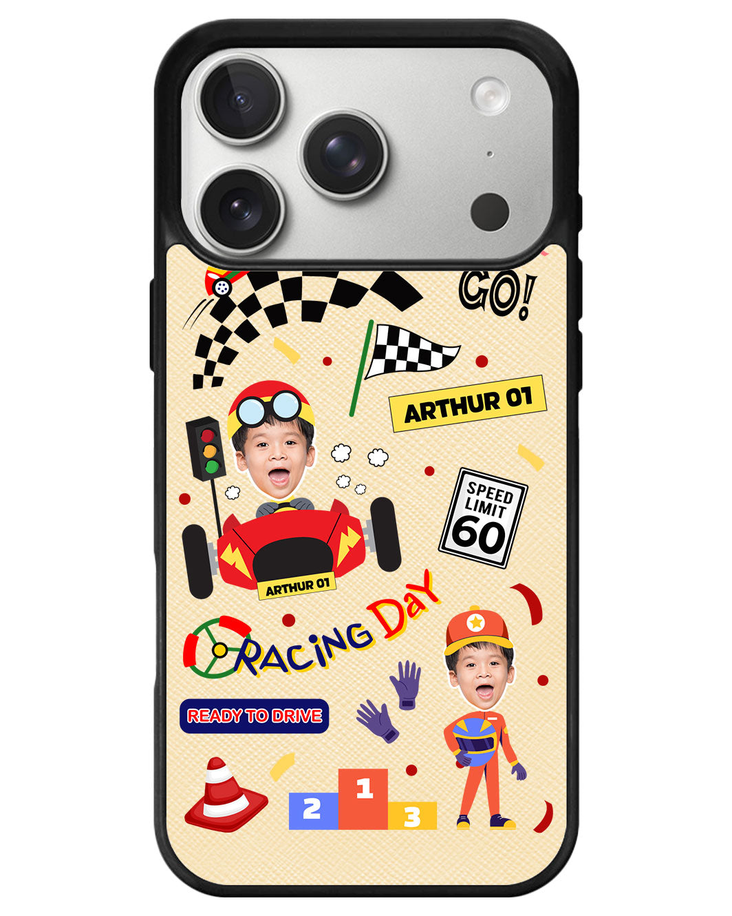 iPhone Leather Grip - Face Grid Dream Racer