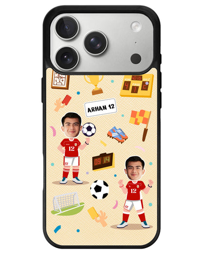 iPhone Leather Grip - Face Grid Dream Soccer
