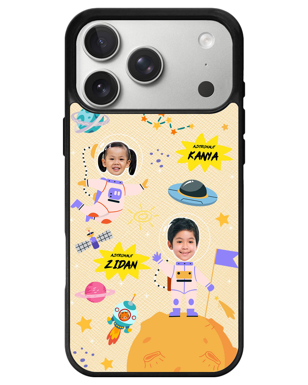iPhone Leather Grip - Face Grid Dream Astronaut