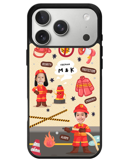 iPhone Leather Grip - Face Grid Dream Firefighter