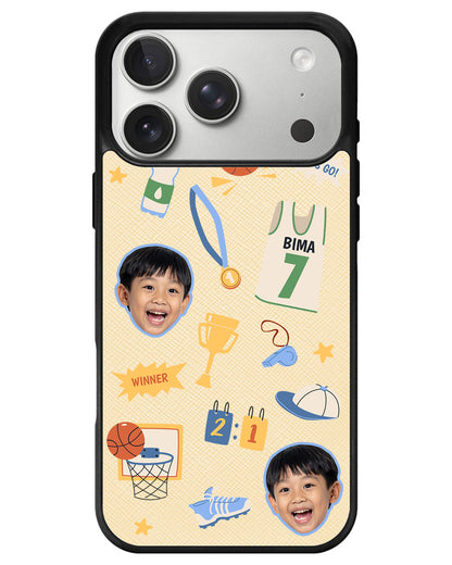 iPhone Leather Grip - Face Grid Basketball