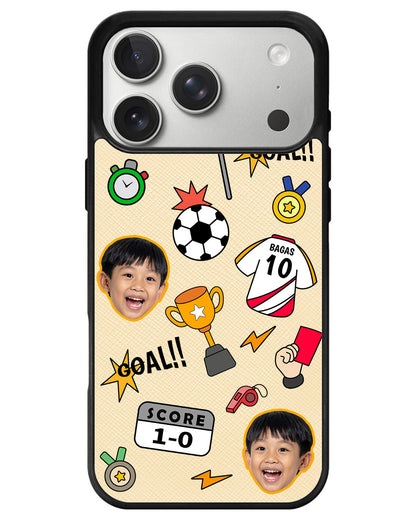 iPhone Leather Grip - Face Grid Soccer