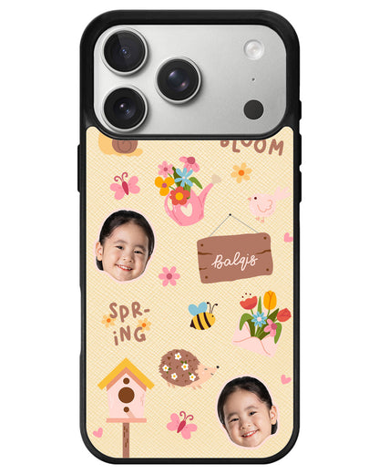 iPhone Leather Grip - Face Grid Spring Bloom