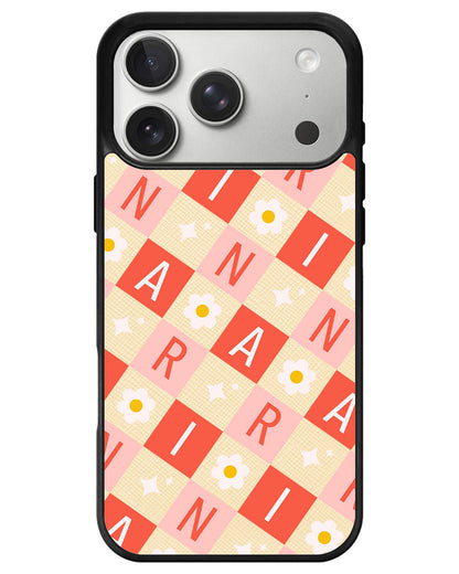 iPhone Leather Grip - Flower Grid Monogram 2.0